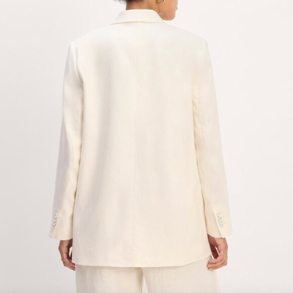 NEW Everlane The Oversized Linen Blazer Womens 16 Bone *Small Stain - Picture 3 of 13